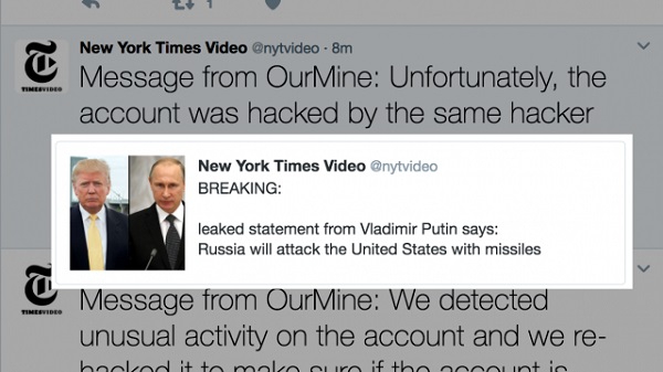 Хакери зламали твіттер The New York Times та повідомили про напад Росії на США