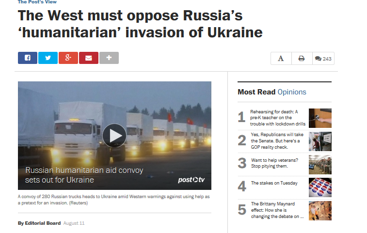 Захід має протистояти «гуманітарному» вторгненню Росії в Україну – The Washington Post
