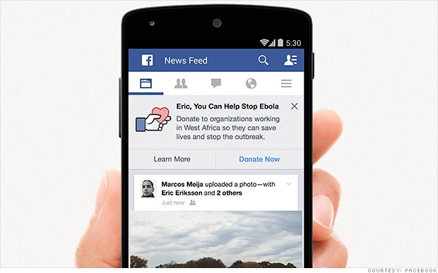 Facebook започаткував кампанію збору коштів для боротьби з вірусом Ебола