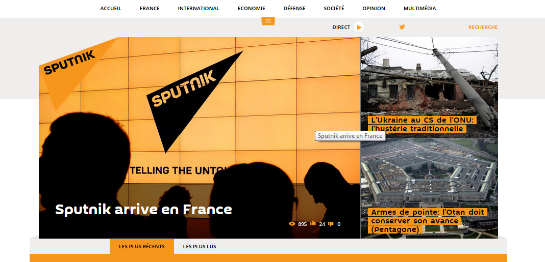 Російське агентство Sputnik запустило франкомовний портал