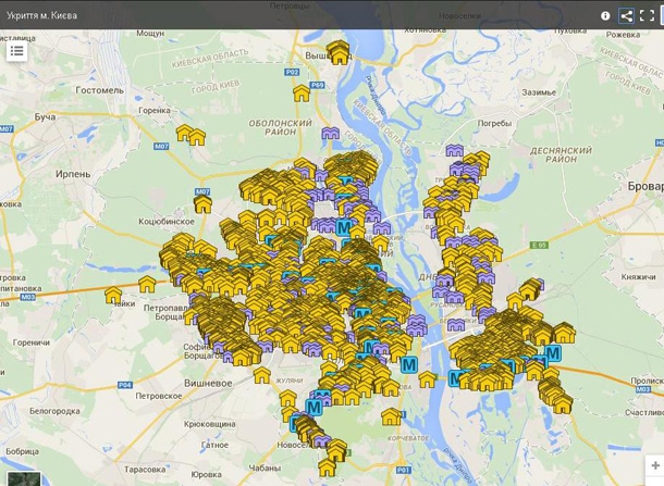 У Києві створили інтерактивну карту з адресами підземних укриттів