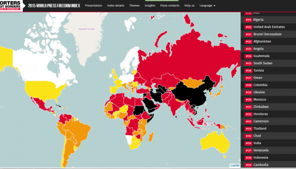 Україна посіла 129 місце у Всесвітньому індексі свободи слова «Репортерів без кордонів»
