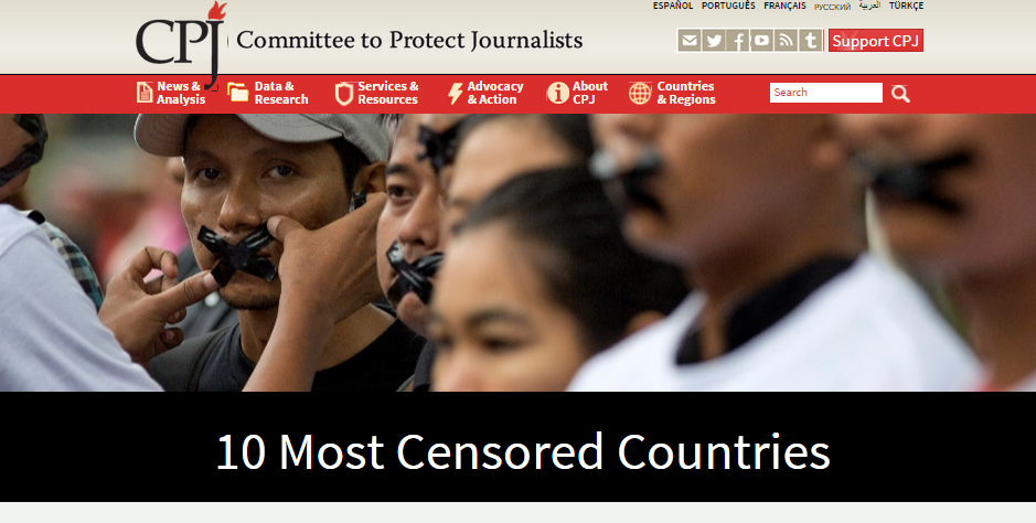 Комітет захисту журналістів назвав 10 країн із найжорсткішою цензурою