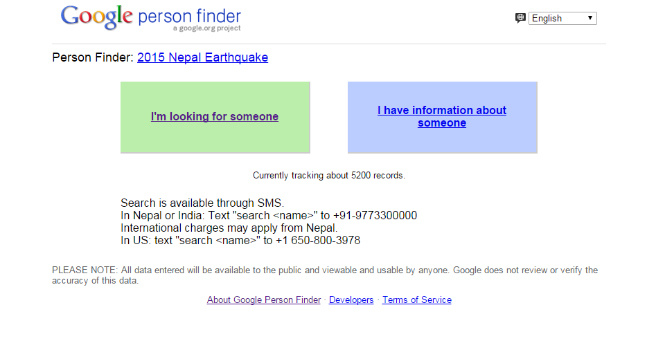 Google відкрив ресурс для пошуку тих, хто вижив після землетрусу у Непалі