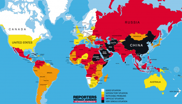 В Індексі свободи слова «Репортерів без кордонів» Україна посіла 127 місце