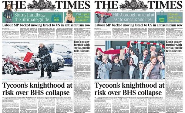 Газета The Times змінила фото на першій шпальті після критики читачів