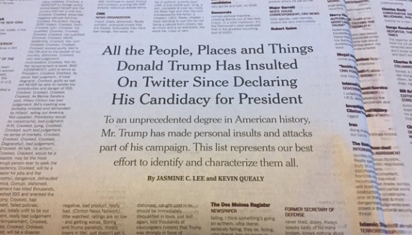 New York Times опублікувала повний список людей, яких Дональд Трамп образив у Twitter