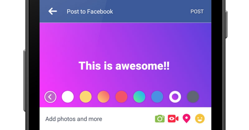 Facebook пропонує користувачам вибрати кольорове тло для текстових дописів