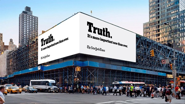 Газета The New York Times опублікувала вірусну рекламу про правду