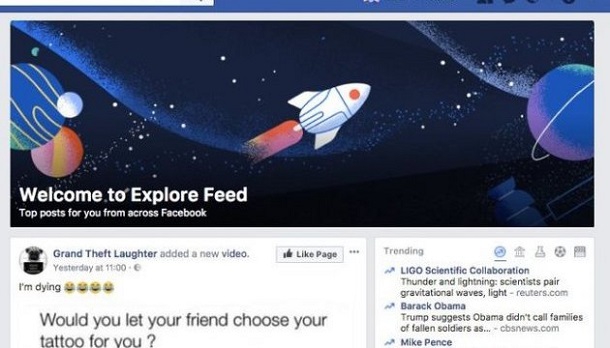 Соцмережа Facebook запустила нову стрічку новин «Цікаве»