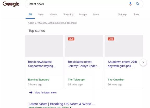 Google показала, як виглядатимуть «останні новини» в ЄС через директиву про авторське право