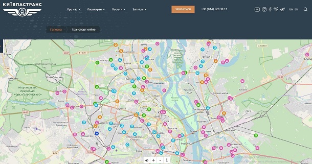 «Київпастранс» запустив карту руху транспорту онлайн