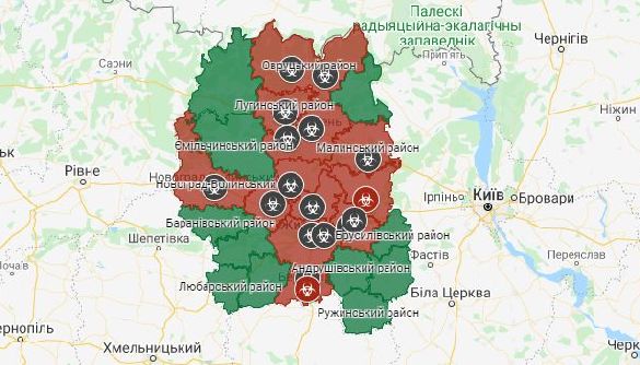 Чумні квартали: Житомирська ОДА  оприлюднила карту з позначками вулиць, де мешкають хворі на COVID-19