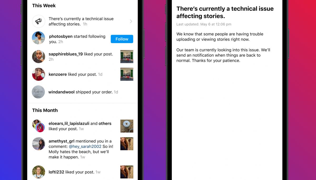 Instagram тестує функцію сповіщень про відключення та збої