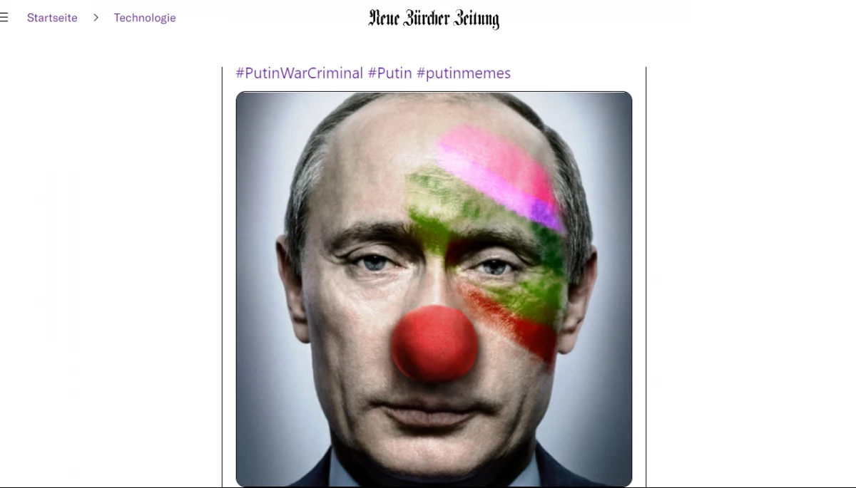 Росія погрожує порушити кримінальну справу проти швейцарського видання через приклад мему про Путіна