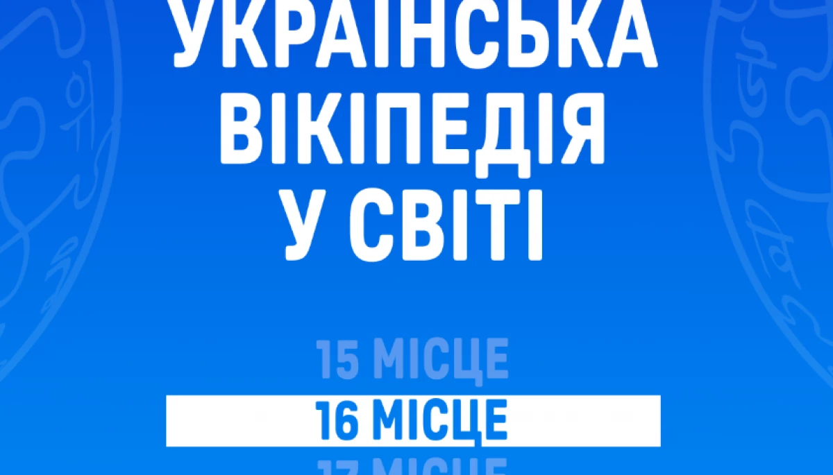 Українськомовний розділ Вікіпедії випередив арабськомовний та посів 16 місце за кількістю статей