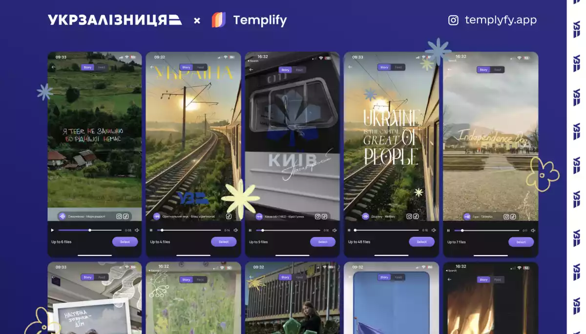 «Укрзалізниця» і Templify створили унікальну колекцію шаблонів для відео до Дня Незалежності