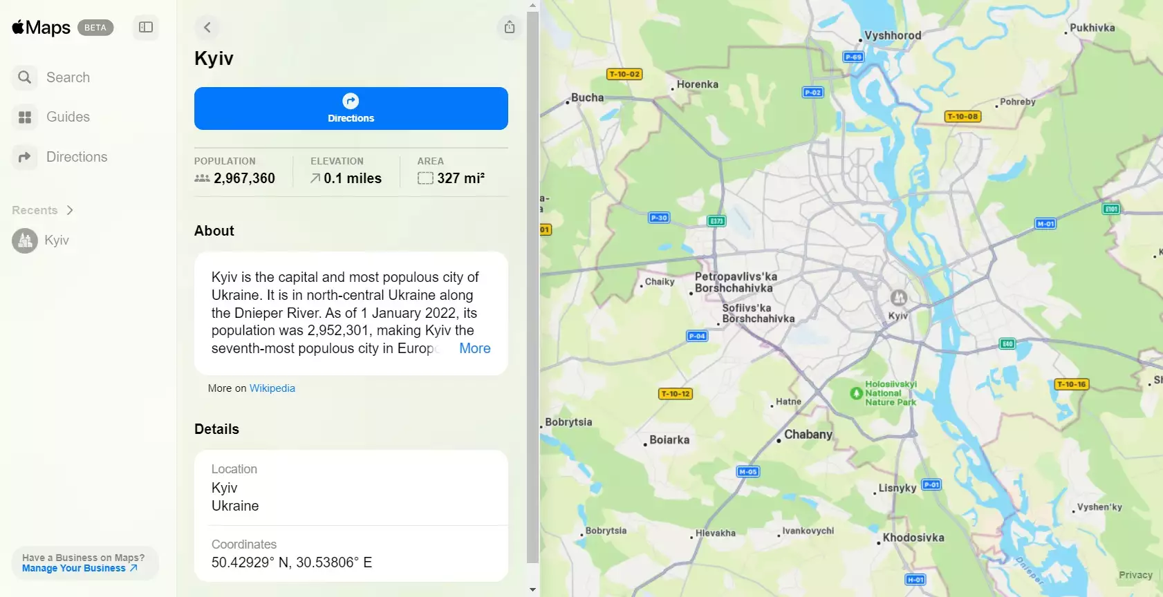 Програма Apple Maps вийшла у вебверсії