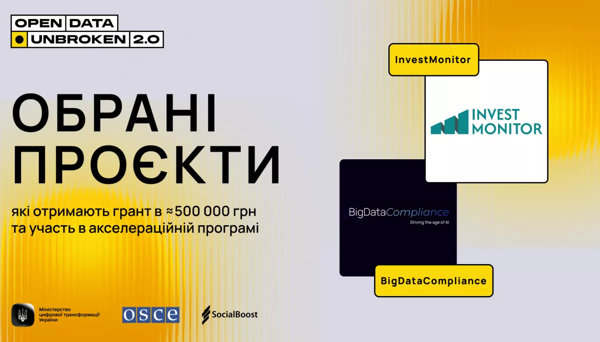 Два українські стартапи отримали гранти на проєкти в рамках програми Open Data Unbroken 2.0