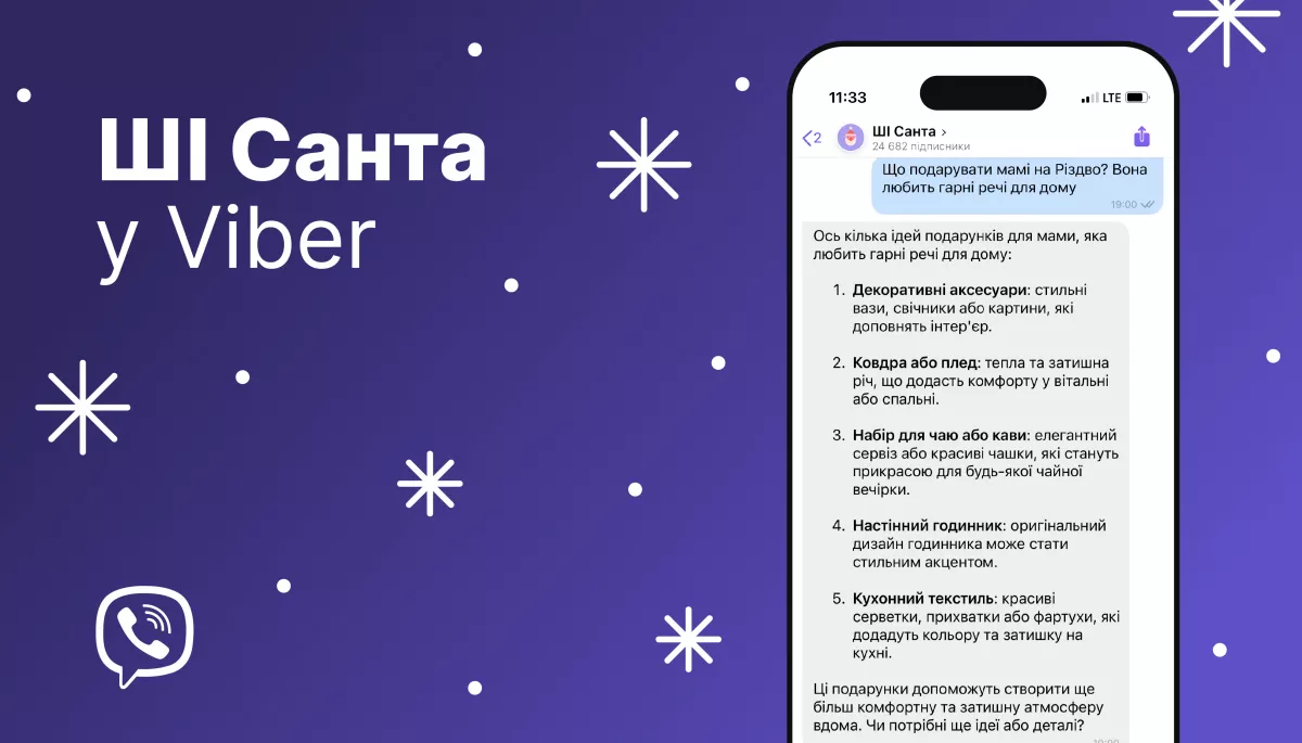 ШІ Санта: Rakuten Viber запустив святкового помічника на базі штучного інтелекту