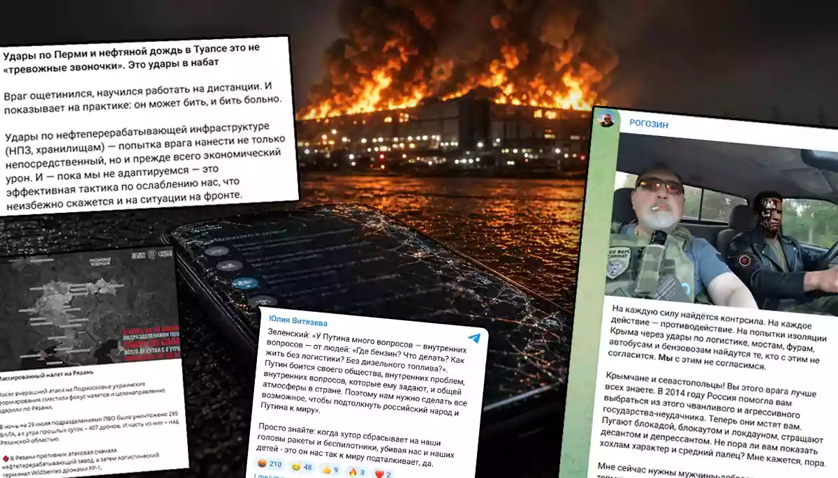 Склад OZON&rsquo;у згорів, бензину немає &mdash; але &laquo;СВО&raquo; треба продовжувати: як російська пропаганда перетворює українські удари на аргумент для продовження війни